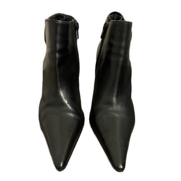 charles david solid black leather pointed toe stiletto heel ankle boots Bootie 9 - Picture 2 of 7